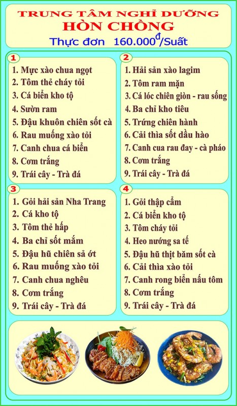 Bảng giá thực đơn cơm đoàn